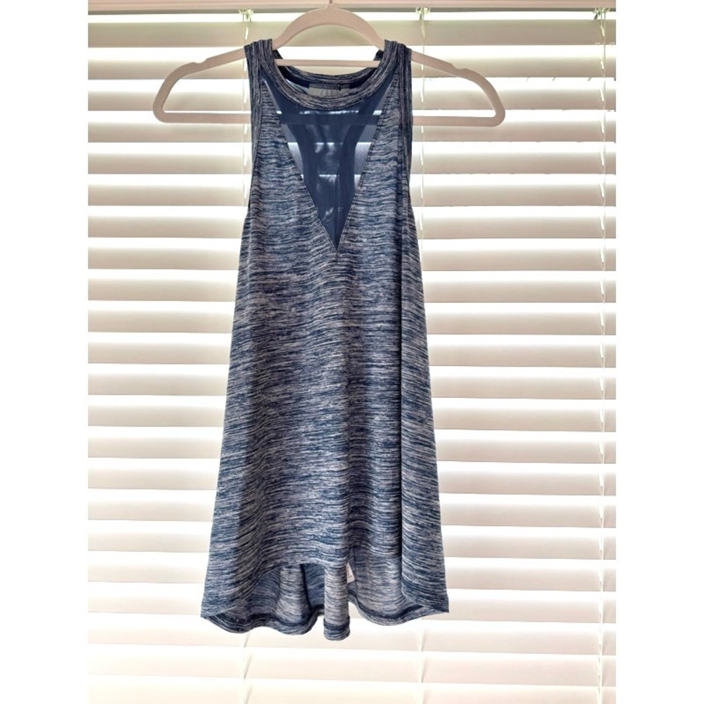 Athleta Utopia Heather Blue Mesh Cutout Halter Racerback Tank - Picture 2 of 5